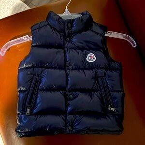 Moncler Navy Vest.  Fits from 1 yr to 5 yr old toddler.  Perfect new condition